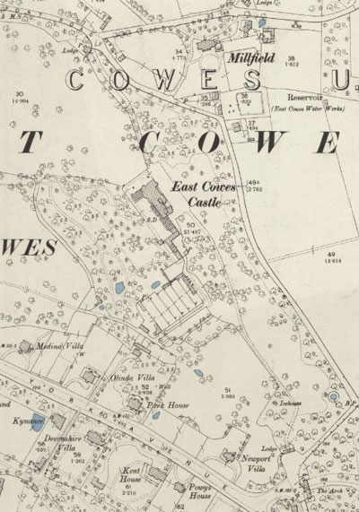 1896 map showing East Cowes Castle