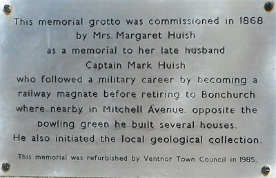 Bonchurch grotto plaque