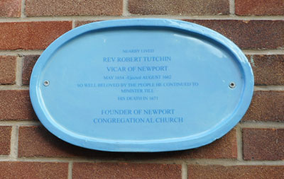 Robert Tutchin, founder of Newport Congregational Church plaque