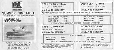 Hovertravel Timetable 1967