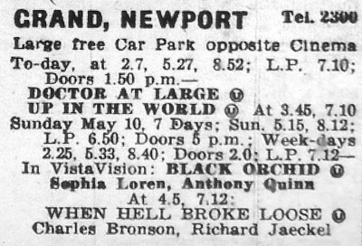 The Grand Cinema, Newport - May 1959 Programme