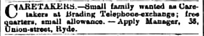Brading Telephone Caretaker advertisement 1908