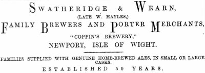 Coppins Brewery advert 1878
