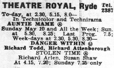 Theatre Royal Ryde 9 May 1959 Programme