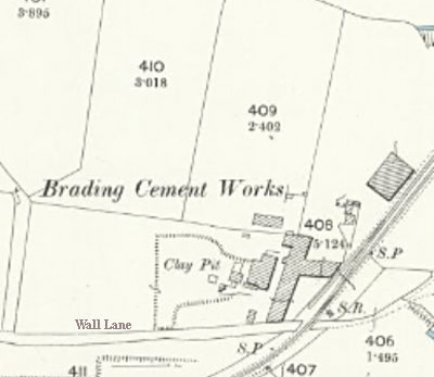 1896 map show Brading Cement Works with the railway