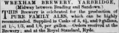 Wrexham Brewery Yarbridge - advert 1869