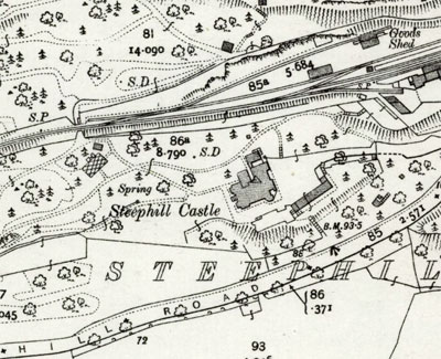 1907 map showing Steephill Castle and St Lawrence to Ventnor railway