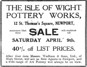 Isle of Wight Pottery advert 1932