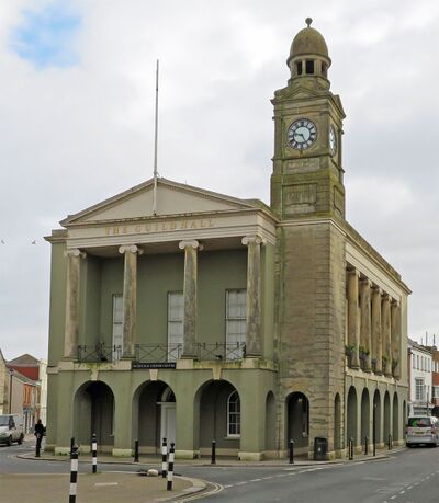 Newport Guildhall with clock tower
