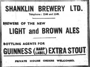 Shanklin Brewery 1950 IWCP advertisement