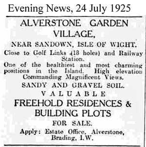 Alverstone Garden Village promotional advertisement (1925)