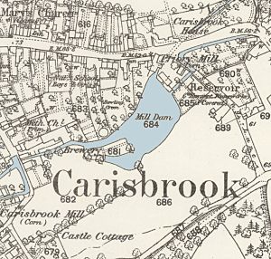 Priory Mill, Carisbrooke - 1864 map.