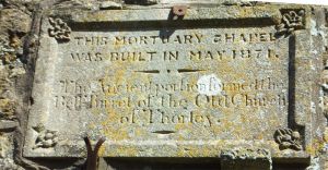 St Swithin's Mortuary Chapel plaque, Thorley, Isle of Wight